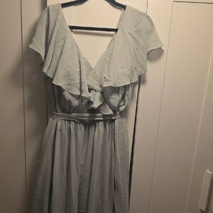 Elegant Gray Ruffle Dress
